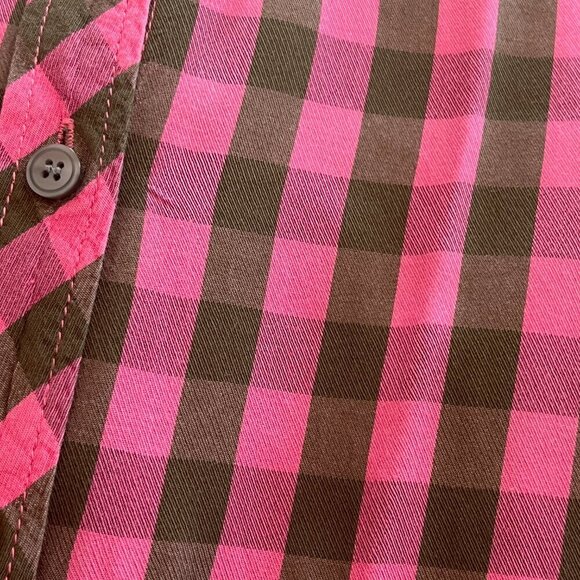 Talbots buttondown XL plaid pink green check - Picture 5 of 7